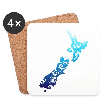 Maori New Zealand Map Tribal Tattoo Gift Idea - Coasters (set of 4) - white - Front