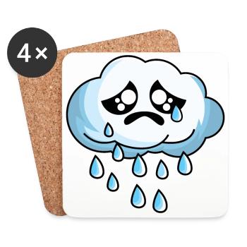 Traurige Wolke mit Regen - Untersetzer (4er-Set) - Weiß - Vorne