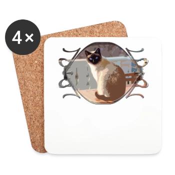 Chat, chat, chat - Dessous de verre (lot de 4) - blanc - Devant