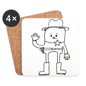 Doodle Cowboy - Coasters (set of 4) - white - Front
