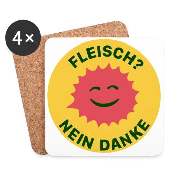 Fleisch Nein Danke - Untersetzer (4er-Set) - Weiß - Vorne