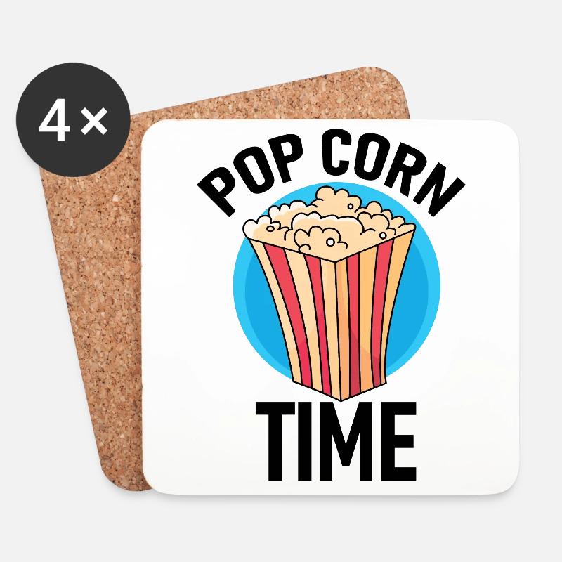 Popcorn Time! - Coasters (set of 4) - white