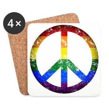 Peace Gay Sign icône - Dessous de verre (lot de 4) - blanc - Devant
