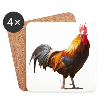 Comic Poulet Bande Dessinée Coq - Dessous de verre (lot de 4) - blanc - Devant
