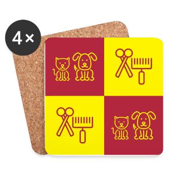 toilettage / toiletteur / Travail / Métier - Dessous de verre (lot de 4) - blanc - Devant