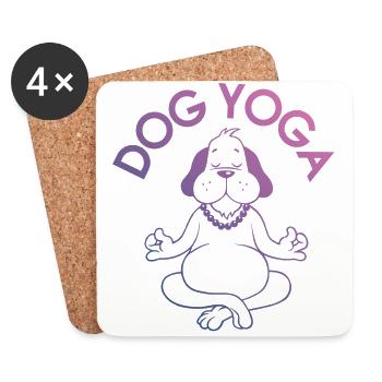 Yoga - Chemise Chien Yoga Fitness Sport Gift - Dessous de verre (lot de 4) - blanc - Devant