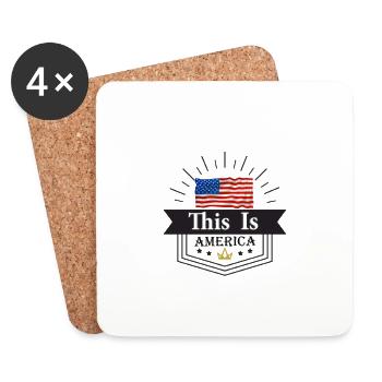 États-Unis, en Amérique, - Dessous de verre (lot de 4) - blanc - Devant