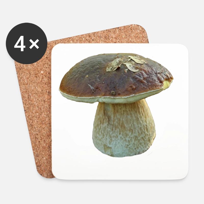 Steinpilz - Untersetzer (4er-Set) - Weiß