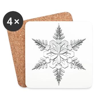 Schneeflocke, snowflake Silberne weiße in 3D - Untersetzer (4er-Set) - Weiß - Vorne
