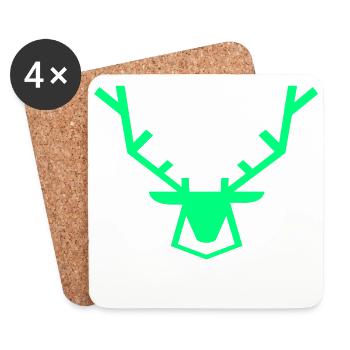 Cerf - Dessous de verre (lot de 4) - blanc - Devant