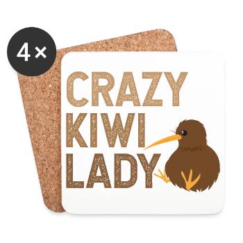 Nouvelle-Zélande Crazy Kiwi Lady Drôle idée de cadeau - Dessous de verre (lot de 4) - blanc - Devant