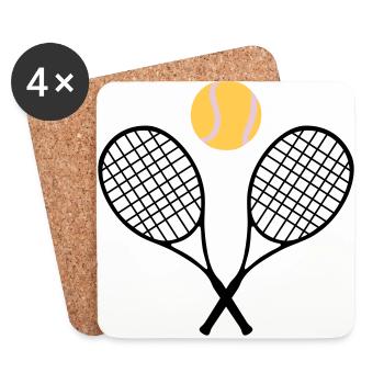 Tennis, tennis racket and tennis ball (cheap!) - Coasters (set of 4) - white - Front