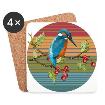 Eisvogel Vogel - Untersetzer (4er-Set) - Weiß - Vorne