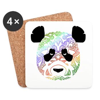Panda en couleur 2 - Dessous de verre (lot de 4) - blanc - Devant