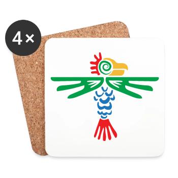 Azteken Symbol Adler Tribal Design Geschenkidee - Untersetzer (4er-Set) - Weiß - Vorne