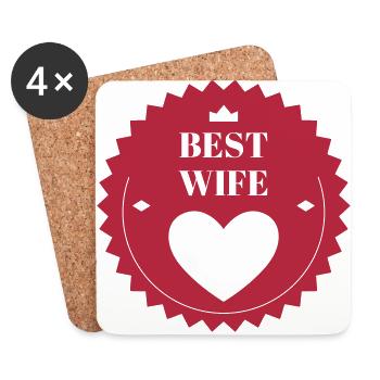 Wife Husband Mariage Femme Wedding Amour Love - Coasters (set of 4) - white - Front