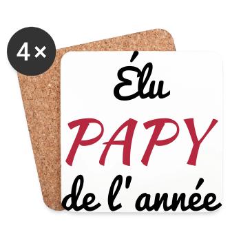 Papy Papi Grand-Père Retraite famille - Dessous de verre (lot de 4) - blanc - Devant