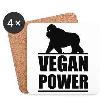 Idée de cadeau à base de plante de gorille Vegan Power - Dessous de verre (lot de 4) - blanc - Devant