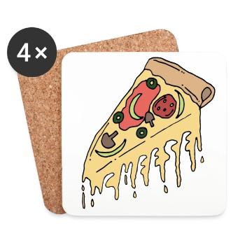Pièce de pizza au fromage fondu - Dessous de verre (lot de 4) - blanc - Devant