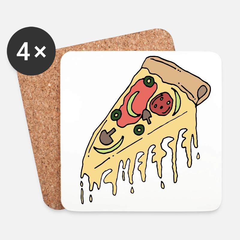 Pizzastück mit zerlaufenem Käse - Untersetzer (4er-Set) - Weiß