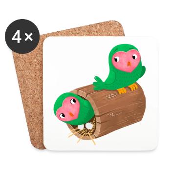 Nesting Pfirsichgesicht Lovebirds in einem Protokoll - Untersetzer (4er-Set) - Weiß - Vorne