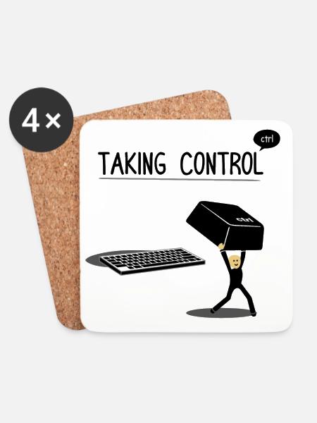 Taking Control Keyboard Computer Tastatur - Untersetzer (4er-Set) - Weiß
