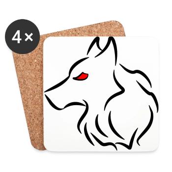 Der Wolf - Untersetzer (4er-Set) - Weiß - Vorne