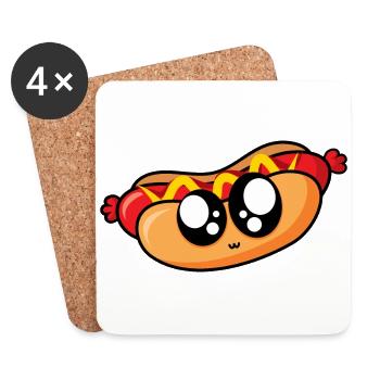 Hot-dog savoureux - Dessous de verre (lot de 4) - blanc - Devant