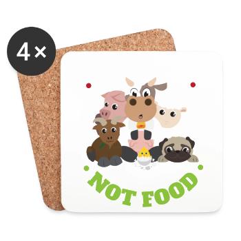 Amis Pas de nourriture Vegan Drôle Idée Cadeau - Dessous de verre (lot de 4) - blanc - Devant