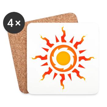 Idée de cadeau de tatouage tribal symbole soleil tribal - Dessous de verre (lot de 4) - blanc - Devant