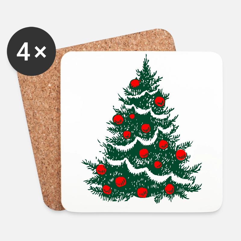 Weihnachtsbaum - Untersetzer (4er-Set) - Weiß