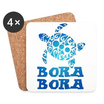 Polynésie Tatto Tribal Tortue Bora Bora Bora - Dessous de verre (lot de 4) - blanc - Devant