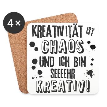 Kreativität und Chaos - Untersetzer (4er-Set) - Weiß - Vorne