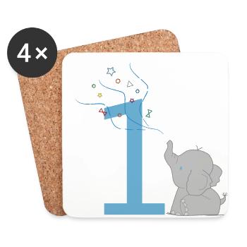 anniversaire Elephant - Dessous de verre (lot de 4) - blanc - Devant