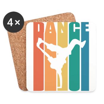 Retro Breakdancing Hip Hop Dance Breakdance Trick - Dessous de verre (lot de 4) - blanc - Devant