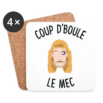 François l'embrouille Coup d'boul le mec - Dessous de verre (lot de 4) - blanc - Devant