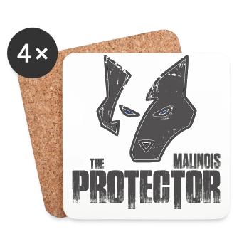 The Protector Malinois Dog Dog Gift - Coasters (set of 4) - white - Front