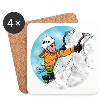 Bergsteiger - Eiskletterer - Kletter T-Shirt - Untersetzer (4er-Set) - Weiß - Vorne