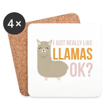 Lama J'aime vraiment les lamas, idée cadeau OK - Dessous de verre (lot de 4) - blanc - Devant