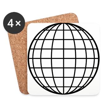 Sphere Globe Circle Round Geometric Shape - Coasters (set of 4) - white - Front