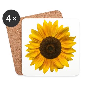 Sonnenblume (Blume / Blüte / Sonne) - Untersetzer (4er-Set) - Weiß - Vorne