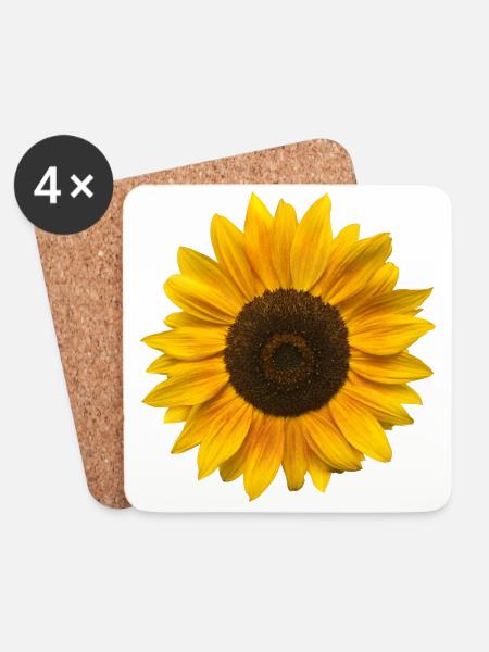 Sonnenblume (Blume / Blüte / Sonne) - Untersetzer (4er-Set) - Weiß