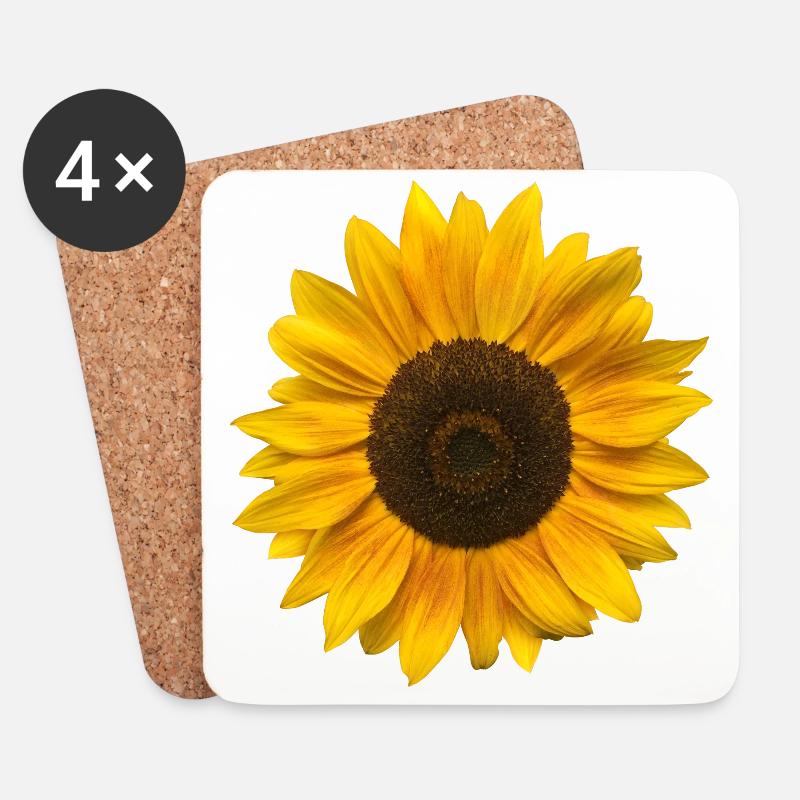 Sonnenblume (Blume / Blüte / Sonne) - Untersetzer (4er-Set) - Weiß