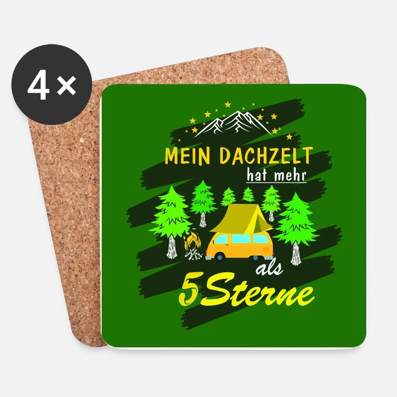 MEIN DACHZELT HAT MEHR ALS 5 STERNE - Untersetzer (4er-Set) - Weiß
