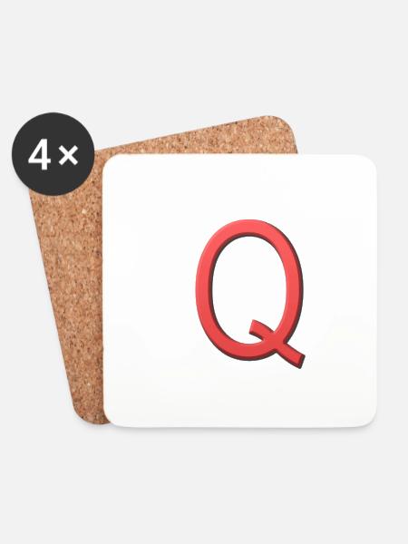 Q - Buchstabe - Untersetzer (4er-Set) - Weiß