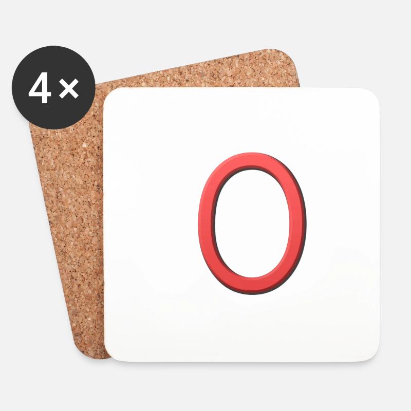 O - Buchstabe - Untersetzer (4er-Set) - Weiß