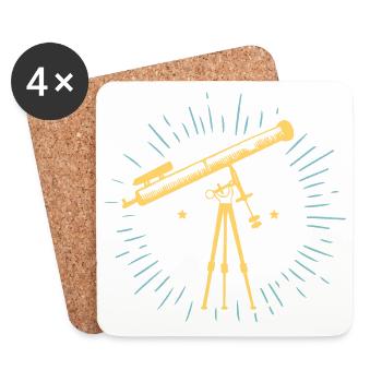 Idée cadeau télescope rétro astronomie - Dessous de verre (lot de 4) - blanc - Devant