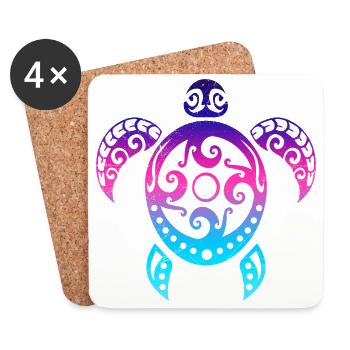 Maori Turtle Honu Tribal Tattoo Neo Gift - Coasters (set of 4) - white - Front
