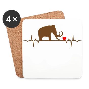 Tee shirt Cool Mammoth Heartbeat Animaux Love Heart - Dessous de verre (lot de 4) - blanc - Devant