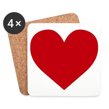 Heart red - Coasters (set of 4) - white - Front